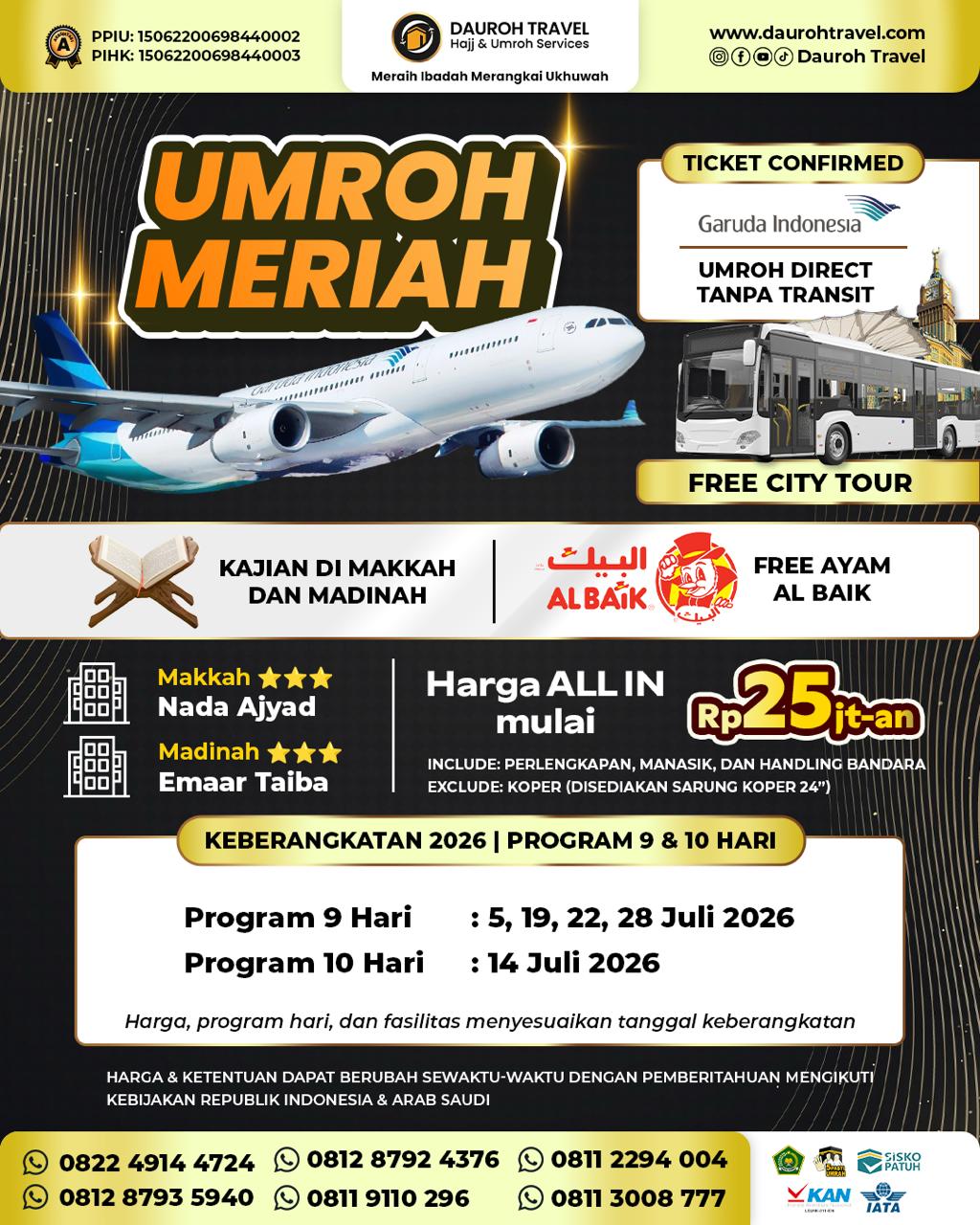 Paket Umroh Meriah Dauroh Travel - Harga mulai 25 jutaan
